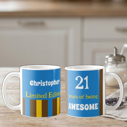 21 Jahre phantastischer Name Blau braun Kaffeetasse