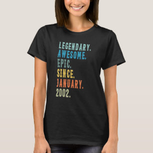 21 Jahre Vintager Januar 2002 21. Geburtstag T-Shirt