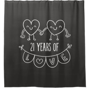 21. Jubiläum Geschenk Chalk Herzen Duschvorhang