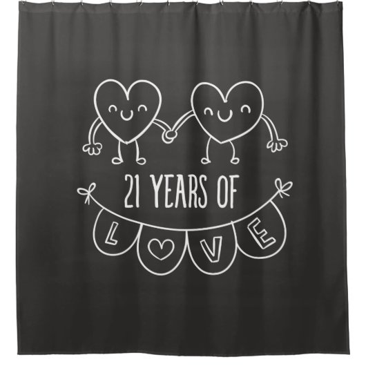 21. Jubiläum Geschenk Chalk Herzen Duschvorhang (Vorderseite)