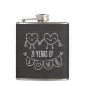 21. Jubiläum Geschenk Chalk Herzen Flachmann (Vorderseite)