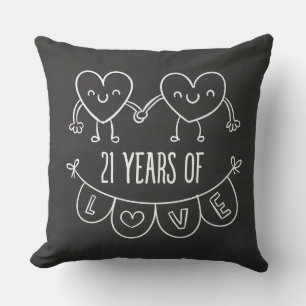 21. Jubiläum Geschenk Chalk Herzen Kissen