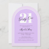 21. Lila Arch Elegant 21. Geburtstag Party Einladung (Vorderseite)