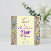 21. LILA BÜTTERFLY Geburtstagsfeier Einladung BLIN (Stehend Vorderseite)