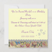 21. LILA BÜTTERFLY Geburtstagsfeier Einladung BLIN (Rückseite)