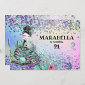 *~* 21 Luxe Rainbow Mermaid Birthday Party Einladung (Vorne/Hinten)
