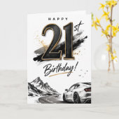 21. männlicher Geburtstag Karte (Gelbe Blume)