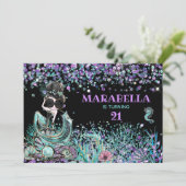 *~* 21 Meerjungfrau GLAM LUXE Unter dem Meer Gebur Einladung (Stehend Vorderseite)