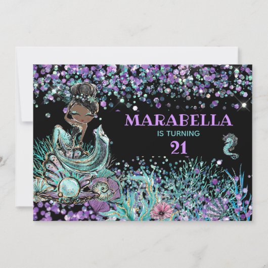*~* 21 Meerjungfrau Magisch Unter dem Meer Geburts Einladung (Vorderseite)
