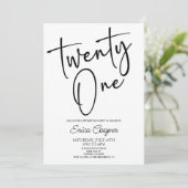 21. Minimal Elegant 21. Geburtstag Party Einladung (Stehend Vorderseite)