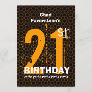 21. Modern Birthday Party Gold und Black W1797B Einladung