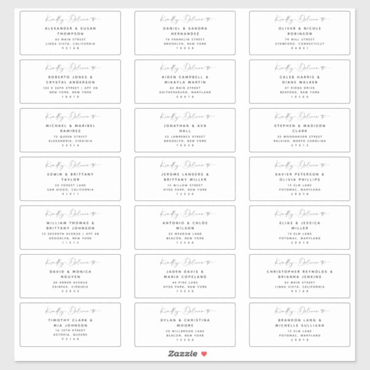 21 Moderne Wedding Guest Address Labels (Blatt)