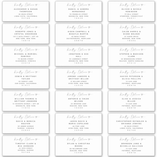 21 Moderne Wedding Guest Address Labels (Vorderseite)
