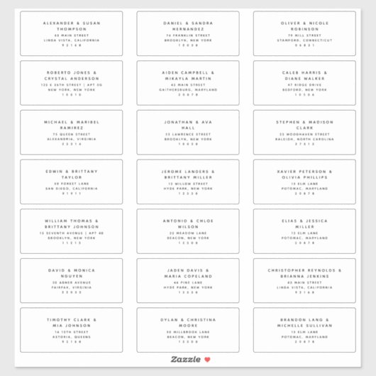 21 Moderne Wedding Guest Address Labels (Blatt)
