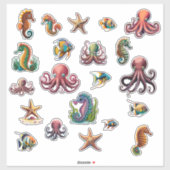 21 Multipack Sea World Fish Starefish etc. Aufkleber (Blatt)