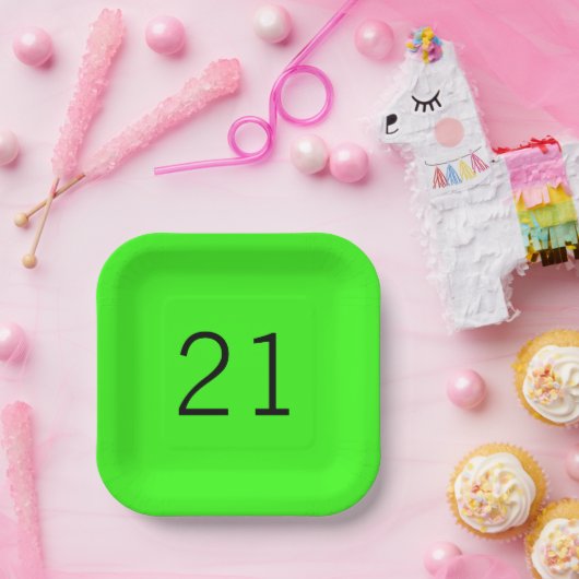 21 Neongrüne Farbe des benutzerdefinierten Zeitalt Pappteller (Party)