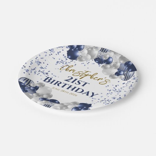 21. Party Navy Balloons Pappteller (Schrägansicht)