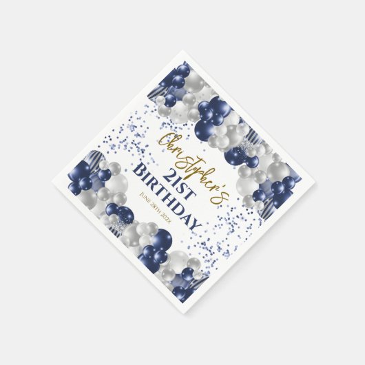 21. Party Navy Balloons Serviette (Ecke)