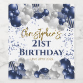 21. Party Navy Balloons Weinetikett (Einzelnes Label)