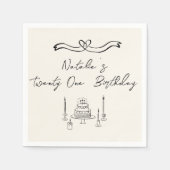 21. Retro Hand geschrieben Gezeichnet Kuchen Bow G Serviette (Vorderseite)