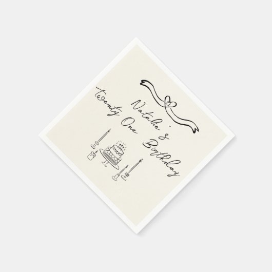 21. Retro Hand geschrieben Gezeichnet Kuchen Bow G Serviette (Ecke)