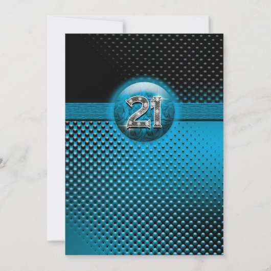 21. retro Punkt-12x18 des blauen Schwarzen Einladung (Vorderseite)