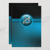 21. retro Punkt-12x18 des blauen Schwarzen Einladung (Vorne/Hinten)