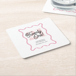 21. Retro Wavy Minimalistisch 21. Geburtstag Rechteckiger Pappuntersetzer