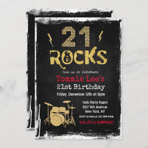 21 Rocks Rockstar Gitarre 21. Geburtstag Einladung