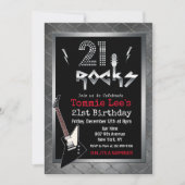 21 Rocks Rockstar Gitarre Geburtstag Einladung (Vorderseite)