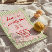 21. Rosa Handgezeichnetes farbiges Foto Geburtstag Einladung