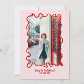 21. Rosa Handgezeichnetes farbiges Foto Geburtstag Einladung (Rückseite)