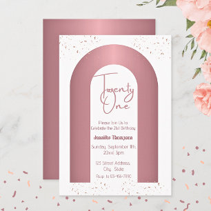 21 Rose Gold Arch Minimalist 21. Geburtstag Einladung
