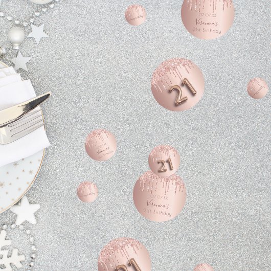 21. Rose Gold Glitzer Rosa Monogramm Konfetti