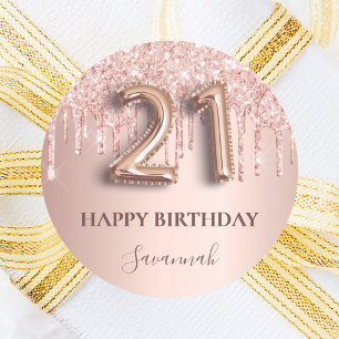 21. Rose Gold pink Runder Aufkleber