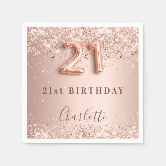 21. Rose Goldrot Serviette (Vorderseite)