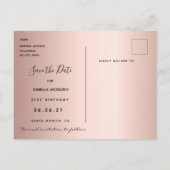 21. Rose Goldstars Save the Date Postkarte (Rückseite)