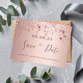 21. Rose Goldstars Save the Date Postkarte