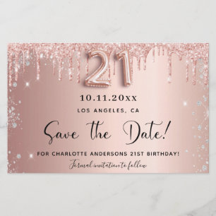 21. Rose Tropfen Save the Date Karte