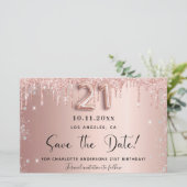 21. Rose Tropfen Save the Date Karte (Stehend Vorderseite)