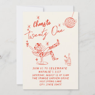 21. Rote Hand gezeichnete Cowgirl Küste Foto Gebur Einladung