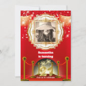 21. Roter Teppich Hollywood VIP Gold Foto Party Einladung (Vorderseite)