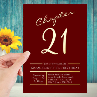 21. Rotes Gold 21. Geburtstag Party Gold Folieneinladung