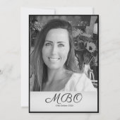 21. Schwarz-weißes Foto der Klasse Monogramm Gebur Einladung (Rückseite)