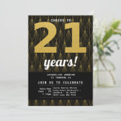 21. Schwarzes Party zum Geburtstag Einladung (Stehend Vorderseite)