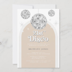 21. Silber-Retro-Disco-Glitterbogen Einladung
