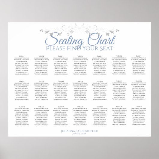 21 Tabelle Blau & Grau Hochzeitstabelle Poster (Vorne)