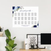 21 Tabelle Blauer Boho Blütensitzplan Poster (Heimbüro)