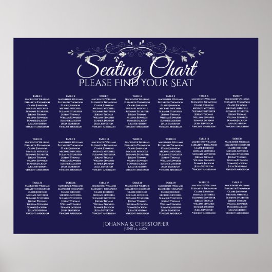 21 Tabelle einfache blaue Hochzeitssattelkarte für Poster (Vorne)