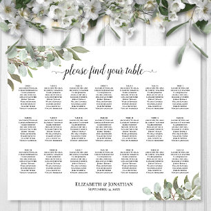21 Tabelle Eukalyptus Foliage Hochzeitssortierung Poster